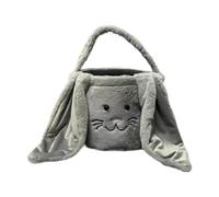 Oshhni Cesta Pasqua Borsa Coniglio Decorativa Porta Dolci Regalo Tessuto Morbido Manico Resistente Adatta per Raccolta Uova Conservazione Caramelle Decorazio, Grigio