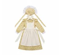 Oshhni Costume di Scena per Bambini con Abito Vintage E Camicia a Maniche Lunghe in Poliestere Morbido per Ragazzi E Ragazze Adatto a Recite Scolastiche E Halloween, Giallo Floreale, L