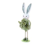 Oshhni Decorazione pasquale a forma di in piedi, centrotavola, decorazione per la scena con coniglio che tiene in mano un fiore, bambola, Verde