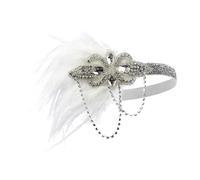 Oshhni Fascia per capelli elegante con detta in piume, Bianco