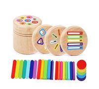 Oshhni Giocattolo cilindrico per l'ordinamento delle forme e dei colori in legno, giocattolo per lo sviluppo motorio fine per bambini di 2 anni, maschi e, 4 in 1