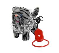 Oshhni Giocattolo di Peluche elettronico a Forma di Gatto Che Cammina, Portatile, Leggero, Vivace, interattivo, per Regali di Compleanno per Bambini, Nero Grigio Striato