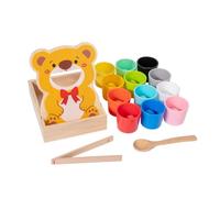 Oshhni Giocattolo per l'alimentazione in legno, gioco per l'alimentazione, set da gioco per lo sviluppo della prima infanzia, giocattolo per, 8 Tazze Colorate