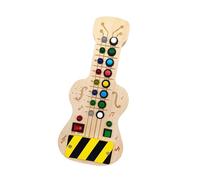 Oshhni Lavagna in legno per mini chitarra Montessori, luci didattiche, interruttore con interruttore colorato e pulsanti per bambini in viaggio