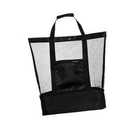 Oshhni Mesh Beach Tote Bag Donne con manico per snack in spalla per viaggiare in viaggio estate, Nero