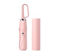 Oshhni Ombrello pieghevole da viaggio a tre ante, antipioggia, resistente, antiruggine, versatile, portatile, con fibbia ad anelli, in campeggio in, Rosa