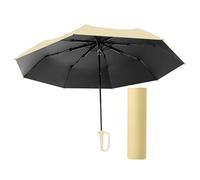 Oshhni Ombrello pieghevole da viaggio a tre ante, antipioggia, resistente, antiruggine, versatile, portatile, con fibbia ad anelli, in campeggio in, Giallo