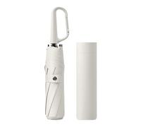 Oshhni Ombrello pieghevole da viaggio a tre ante, antipioggia, resistente, antiruggine, versatile, portatile, con fibbia ad anelli, in campeggio in, Bianco