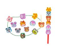 Oshhni Perline di legno per allacciare per bambini piccoli, regalo educativo per lo sviluppo delle forme, blocchi impilabili abbinati per i viaggi e, Animali