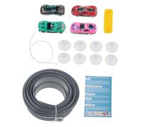 Oshhni Pista da Corsa Flessibile per Auto da Corsa, Leggera, con Ventose Resistenti, con 4 Mini Modelli di Auto in Lega, Versatile, Pieghevole, 15 Piedi