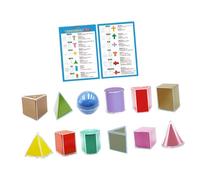 Oshhni Set di 12 Forme Geometriche Pieghevoli - Materiale Scolastico, Solidi Geometrici - Giocattolo Educativo per Bambini delle Scuole Elementari