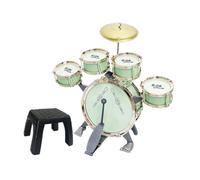 Oshhni Set di Batteria per Bambini, Giocattolo Musicale Compatto con Sgabello, Kit di Batteria Jazz, Strumenti Musicali, Giocattolo per la Scuola, Verde