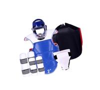 Oshhni Set di Protezioni per Sparring di Karate e Taekwondo, Rinforzato, Include parastinchi per Esercizi di Muay Thai e Combattimento MMA, Blu, per 150-160 Cm
