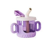 Oshhni Sippy Cups Tazza da allenamento 10/300 ml Bottiglia d'acqua portatile a tenuta stagna facile da pulire con coperchi di cannuccia per bambine e, Viola