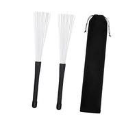 Oshhni Spazzole per batteria Spazzole in filo di nylon Estensibili con manico Comodi accessori per percussioni Regali per suonare la batteria Jazz Drum, Bianco