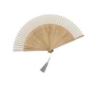 Oshhni Ventaglio pieghevole in bambù per compleanno, ballo, donna, decorazione per matrimoni, Bianco