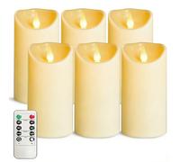 OSHINE Candele a batteria a LED in plastica, set di 6 candele alimentate a batteria, D3 H6, per esterni, con telecomando e timer, elettriche, finte tremolanti per decorazione, feste