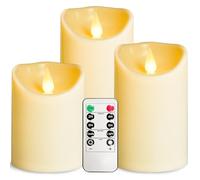 OSHINE LED Candele finte in plastica per esterni, confezione da 2, colore avorio,a batteria, con telecomando e timer candele finte elettriche, per campeggio, decorazione, feste (D3 H6)