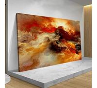 OSHIONARTE Tramonto Astratto Opera D'arte Su Tela per Soggiorno Rosso Caldo Alba Stampe Camera Da Letto Decorazione Della Parete Arancione Poster Immagine sopra il Letto 76x130cm
