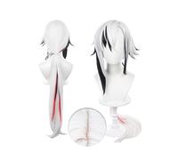 OSIAS Genshin Arlecchino Parrucca Corta Platino Nero Mista in Capelli Sintetici Resistenti al Calore