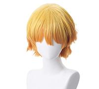 OSIAS Parrucca Cosplay Anime, con Cappuccio Parrucca Gratuito, per Halloween, Festa, Carnevale, Vita Notturna, Concerti, Matrimoni(Agatsuma Zenitsu)