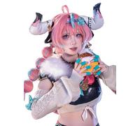 OSIAS Parrucca Cosplay Varesa Lunga Rosa e Verde con Due Trecce