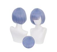 OSIAS Parrucca Rem Blu Mista con Bob Rosa Pastello con Frangia Capelli Resistenti al Calore