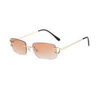 osiuujkw Occhiali da sole da donna con montatura in metallo ad definizione Occhiali da sole rettangolari eleganti e resistenti ai raggi Occhiali da sole da donna 400, Marrone