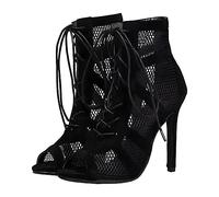 osiuujkw Sandali alla Moda con Tacco Alto per Le Donne Sandali da Donna in Pelle Flessibile Eleganti e Traspiranti Stivali da Ballo, Nero, QuarantaDue