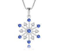 Oskani Collana da donna con fiocco di neve bianco blu in argento Sterling 925 e zirconia cubica 5A, ciondolo ipoallergenico per Natale, compleanno, regalo per donna, Argento sterling, Zirconia cubica
