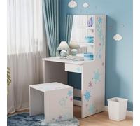 Oskar Store tavolo da toeletta Schneeflocke, Bianco, 55 cm con sgabello