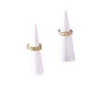 oskas Bianco Moderno Anello Titolare per Comodino Ceramica Cono Torre Forma Decorativa Espositore per Gioielli Anello/UOMO Anello Holder 2 pz set