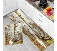 OSKOE Tappeto Cucina Antiscivolo Lavabile, Panorama Praga Charles Bridge Old Town Repubblica Ceca Riverside Vist, Tappeto per Cucina, 2PCS 45x70+45x120 cm, Blu, 1530 cm² + 5400 cm²