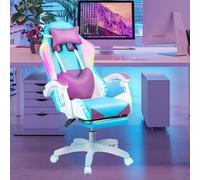 OSKOPWRC Sedia da Gioco per Adulto, Sedia da Computer con Supporto Lombare, Scrivania Poggiapiedi retrattile, regolabile in Altezza seduta girevole a 360 ° e Poggiatesta, Viola