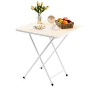 OSKOPWRC Tavolo pieghevole portatile da 60 cm, tavolo da pranzo pieghevole per mangiare in piccoli spazi, scrivania compatta per interni ed esterni, per cena, mahjong, campeggio, barbecue, bianco