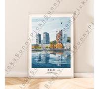 Oslo Norway Illustrazione Stampa da Viaggio Poster Muro Art Arredo Casa
