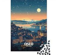 Oslo Panorama Cittadino Puzzle 1000 Pezzi Gioco di Puzzle 1000 Pezzi Carta Adulti Notte Skyline Puzzle per Famiglia Relax Arredo Regalo 38x26cm/1000pcs