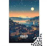 OsloNorway Puzzle VintageTravelPoster 1000 Pezzi Carta Riciclata Per Donne, Regali Per Uomini Puzzle Per Adulti Gioco Educativo E Stimolante 52x38cm/1000pcs