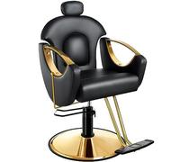 OSmari Sedia da Barbiere per Parrucchiere con Rotazione a 360 Gradi, Pompa Idraulica, Poltrona da Salone Regolabile in Altezza per Barbieri e Centri di Bellezza,Nero