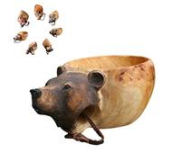 OSMARI Tazza in legno intagliata a mano con immagine di testa di animali, tazza speciale per campeggio, viaggiatori, un regalo meraviglioso per gli amanti della natura (orso)