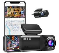 Osmo Dashcam Pro 4K Wireless Car Dashcam Anteriore E Posteriore, 5.8GHZ Wifi, GPS, Scheda Da 64GB Gratuita, Dash Cam Con Monitor Di Parcheggio, Obiettivo Grandangolare Da 170°