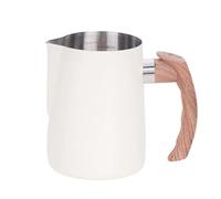 Osmond Brocca Schiuma da 600 Ml per Espresso In Legno Manico In Legno Manico di Latte Brocca Cappuccino Brunder Tazza Bianca