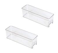 Osmond Contenitori stretti per frigorifero, contenitori trasparenti con manico, contenitori da cucina organizer per cassetti lunghi 35,6 cm, confezione da 2