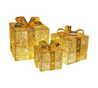 Osmond Decorazione Natalizia Scatola Regalo Set da Tre Pezzi Ornamenti in Pila Scatola Regalo in Forniture Natalizie Luminose Layout della Scena C
