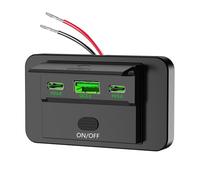 Osmond NUEVOS Puertos USB Tipo C de 12-24 V PD QC3.0 y PD3.0 con Interruptor de Carga Rápida, Panel de Alimentación USB para Automóvil, Camión, RV, Color Verde