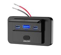 Osmond NUEVOS Puertos USB Tipo C de 12-24 V PD QC3.0 y PD3.0 con Interruptor de Carga Rápida, Panel de Alimentación USB para Automóvil, Camión, Casa Rodante, Color Azul