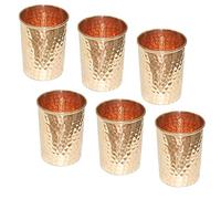 OSNICA Set di 6 bicchieri in puro rame martellato per curare prodotti ayurvedici accessori per la tavola, altezza 9,5 cm