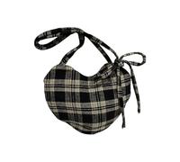 OSNIYAW Borsa a tracolla con tema classico d'amore, spaziosa spalla interna, tracolla regolabile per il lavoro, l'uso quotidiano e il tempo libero, a quadretti, Nero