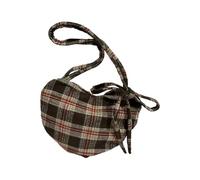 OSNIYAW Borsa a tracolla con tema classico d'amore, spaziosa spalla interna, tracolla regolabile per il lavoro, l'uso quotidiano e il tempo libero, a quadretti, marrone