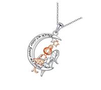 OSNIYAW Collana con ciondolo a forma di cuore e luna, simbolico per mamma, compleanno, gioielli di Natale, catena regolabile per, One Size, Come descritto, come descritto